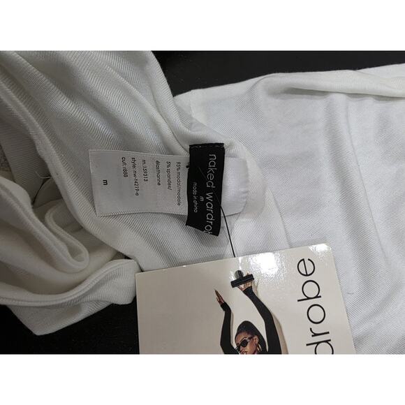 Naked Wardrobe White Tie White Crop Top Size Medium NEW - Picture 5 of 5